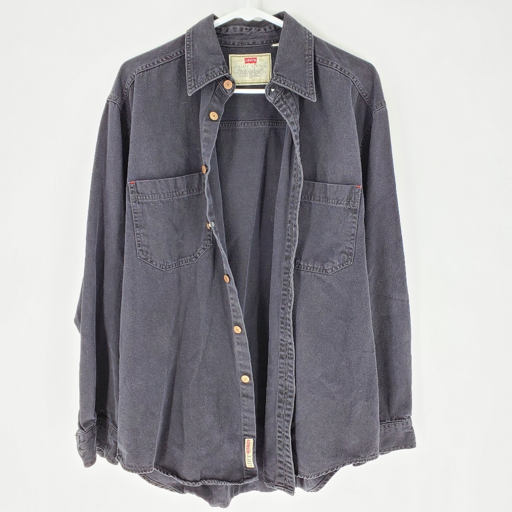 Levi's unisex medium black button up collared